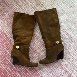 Brown Suede leather Knee-High Boots